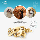 100% Natural Water Buffalo Cheek Roll Ring Dog Chew - Pack of 7 oz