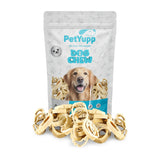 100% Natural Water Buffalo Cheek Roll Ring Dog Chew - Pack of 14 oz