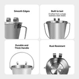Heavy Duty Stainless Steel Flat Bucket with 2 Hooks - 4 Quart