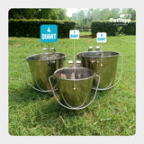Heavy Duty Stainless Steel Flat Bucket with 2 Hooks - 4 Quart