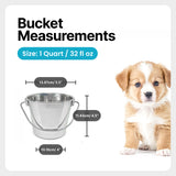 Heavy Duty Stainless Steel Flat Side Bucket - 1 Quart - Pack of 12
