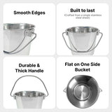Heavy Duty Stainless Steel Flat Side Bucket - 1 Quart - Pack of 12