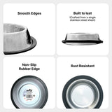 Traditional Shape Non-Skid Stainless Steel Dog Feeding Bowl - 32 Oz