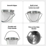Heavy Duty Stainless Steel Flat Side Bucket - 1 Quart
