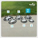 Traditional Shape Non-Skid Stainless Steel Dog Feeding Bowl - 32 Oz