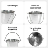 Heavy Duty Stainless Steel Flat Bucket - 4 Quart