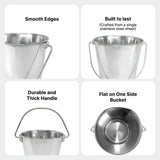 Heavy Duty Stainless Steel Flat Bucket - 6 Quart