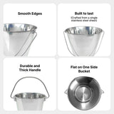 Heavy Duty Stainless Steel Flat Side Bucket - 13 Quart