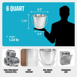 Heavy Duty Stainless Steel Flat Bucket - 6 Quart