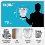 Heavy Duty Stainless Steel Flat Side Bucket - 13 Quart