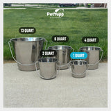 Heavy Duty Stainless Steel Flat Side Bucket - 1 Quart - Pack of 12