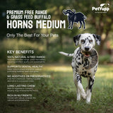 Water Buffalo Horns Dog Chew - Pack of 3 - Medium Size