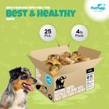Bulk Dog Treats -  Natural Water Buffalo Rib Bone with Meat Dog Chew - Pack of 25 pcs