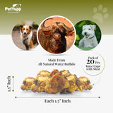 100% Natural Water Buffalo Knee Caps with Meat Dog Treats - Pack of 20